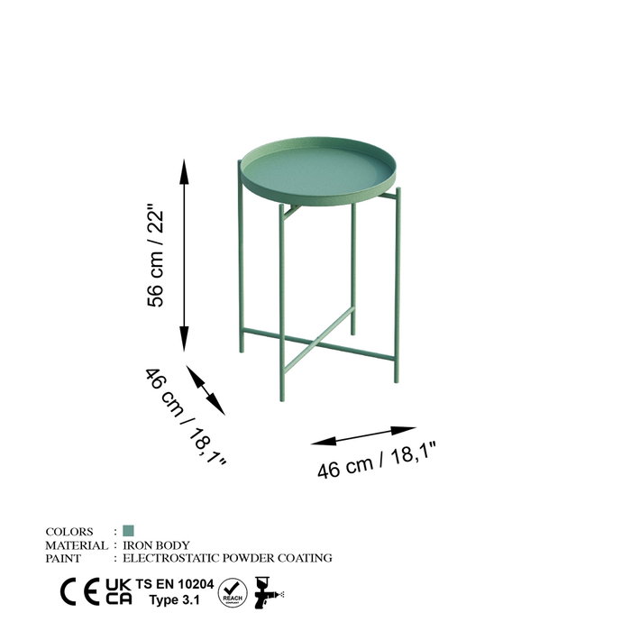 Hanah Home Mesa de Centro Verde Shb-007-D